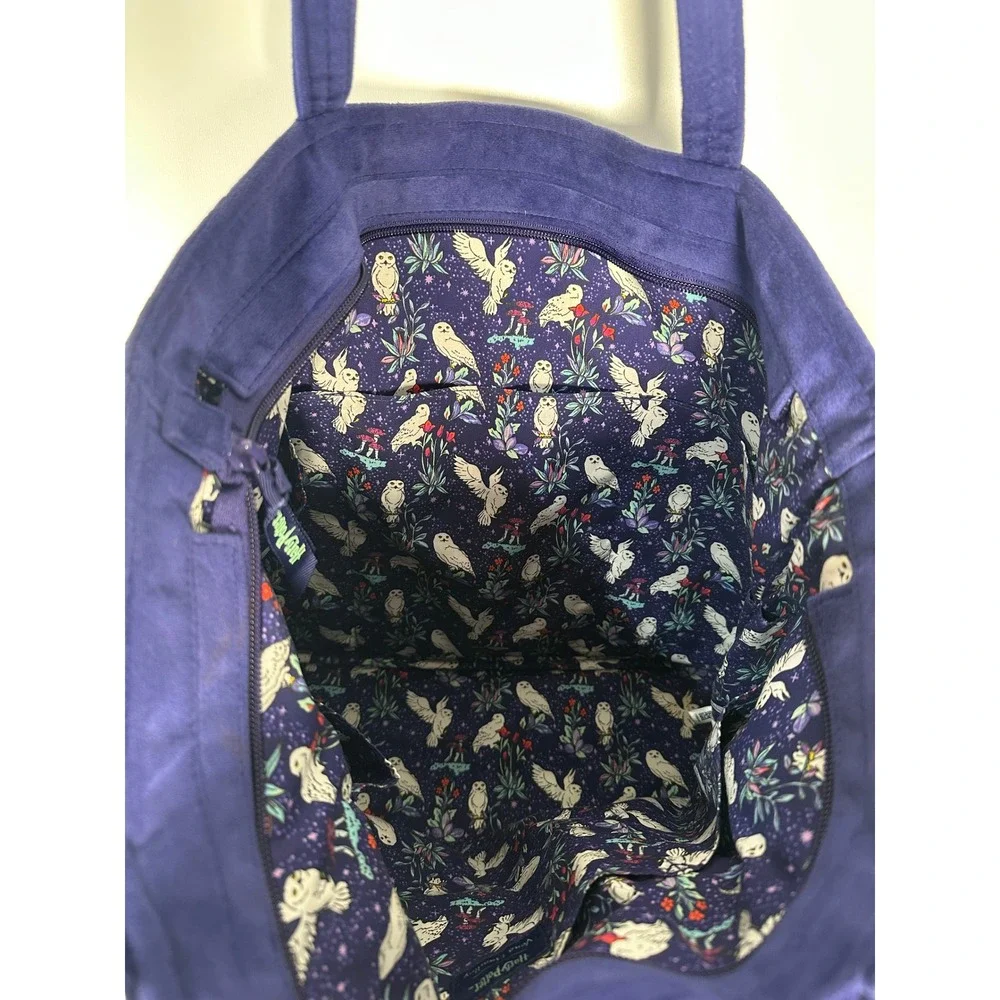 Vera Bradley Harry Potter Hedwig Purple Quilted Velvet Tote Bag Celestial Owl - Picture 7 of 12